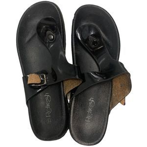 Refresh Womens Black Thong Sandals Sz 11 Buckle Preowned Gizeh Similar Style EUC